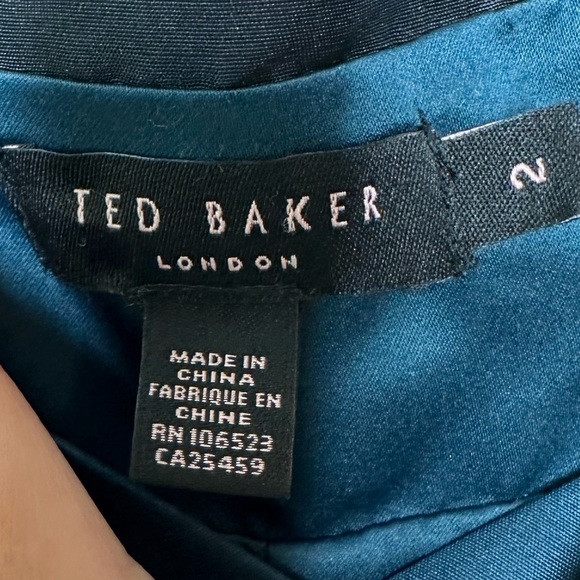 TED Baker London Teal and Black Silk Cocktail Dress Size 2 - Picture 4 of 11